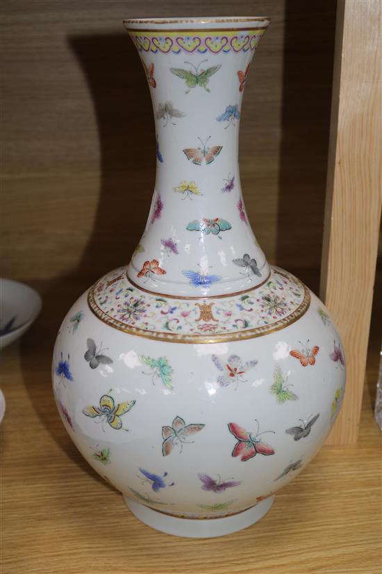 A Chinese famille rose bottle vase, Guangxu mark but later, 15in.
